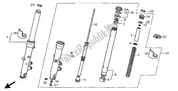 All parts for the Front Fork of the Honda CBR 600F 2007