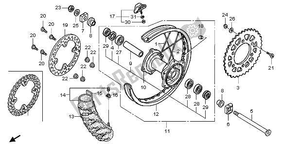 All parts for the Rear Wheel of the Honda CRF 450X 2006