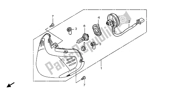 All parts for the Headlight of the Honda SH 300 2007