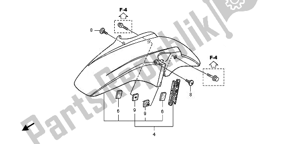 All parts for the Front Fender of the Honda CB 1300 SA 2010