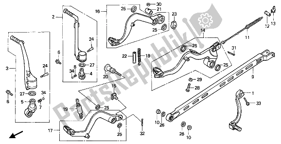 Todas las partes para Cambiar Pedal Y Pedal De Freno Y Brazo De Arranque de Honda CR 125R 1985