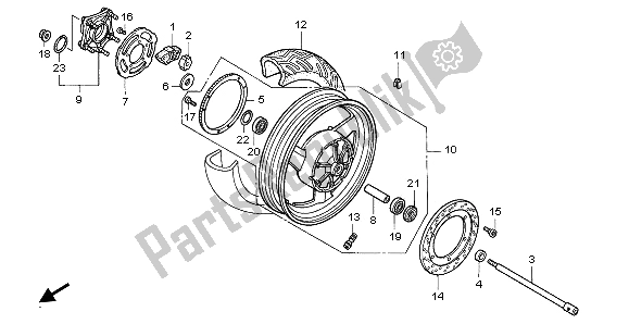 All parts for the Rear Wheel of the Honda ST 1100A 1995