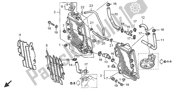 Todas as partes de Radiador do Honda CR 250R 2005