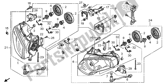 All parts for the Headlight (eu) of the Honda GL 1800A 2006