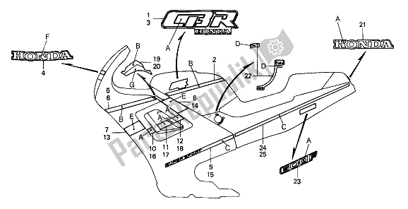 Todas las partes para Raya de Honda CBR 600F 1990
