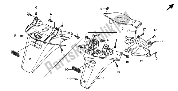 Tutte le parti per il Parafango Posteriore del Honda FES 125A 2007