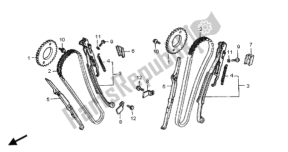 Tutte le parti per il Catena A Camme E Tenditore del Honda VT 750 DC 2001