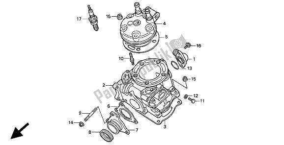 Toutes les pièces pour le Cylindre Et Culasse du Honda CR 125R 1994