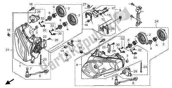 All parts for the Headlight (eu) of the Honda GL 1800 2008