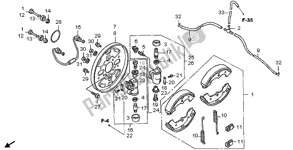 All parts for the Front Brake Panel of the Honda TRX 650 FA Fourtrax Rincon 2003