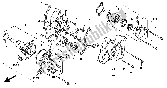 All parts for the L. Cover & Water Pump of the Honda VFR 800 FI 2000