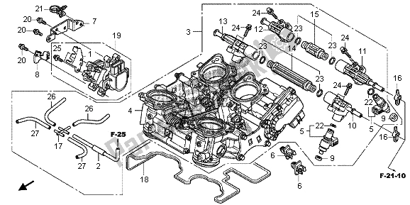 Alle onderdelen voor de Gasklephuis van de Honda VFR 1200 XD 2012