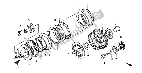 All parts for the Clutch of the Honda NTV 650 1993