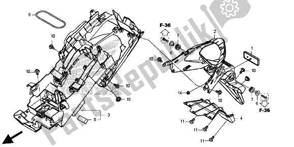 All parts for the Rear Fender of the Honda CB 500F 2013