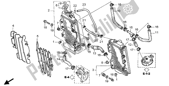 All parts for the Radiator of the Honda CR 125R 2006