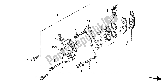 Tutte le parti per il Pinza Freno Anteriore del Honda CBR 125 RT 2013