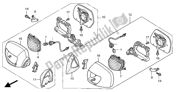 Todas as partes de Piscante E Espelho Frontal do Honda GL 1800A 2004