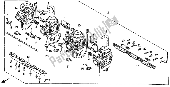 All parts for the Carburetor (assy.) of the Honda CB 750F2 1994