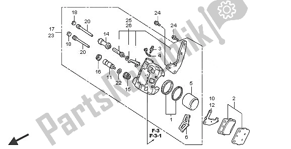 Tutte le parti per il Pinza Freno Anteriore del Honda TRX 300 EX Fourtrax 2005