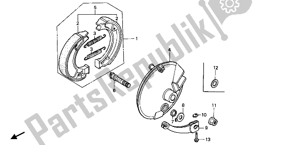 All parts for the Front Brake Panel of the Honda XR 80R 1985