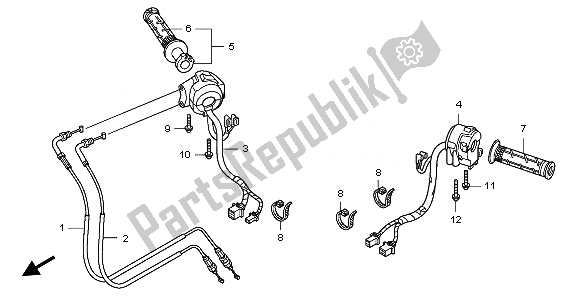 Alle onderdelen voor de Schakelaar & Kabel van de Honda CBF 1000A 2008