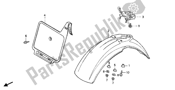 Todas las partes para Guardabarros Delantero Y Matrícula Delantera de Honda XR 80R 1986 Todas las partes para Guardabarros Delantero Y Matrícula Delantera de Honda XR 80R 1986