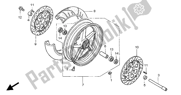 Todas las partes para Rueda Delantera de Honda VTR 1000 SP 2004