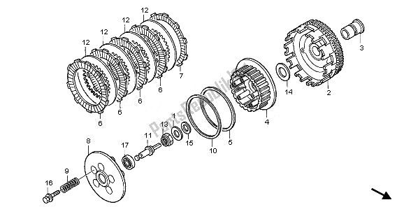 All parts for the Clutch of the Honda VT 125C 2008