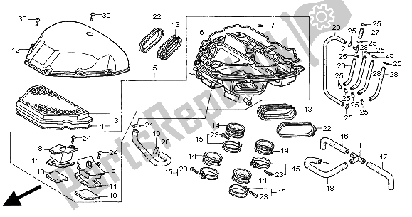 Alle onderdelen voor de Luchtfilter van de Honda CBR 600F 2000