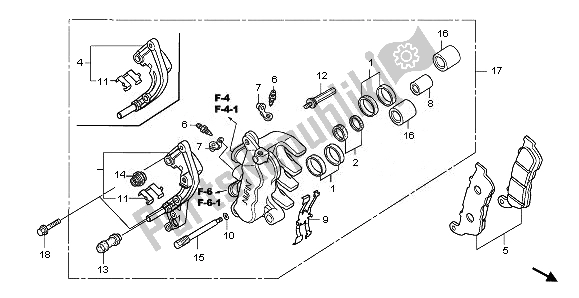 All parts for the Front Brake Caliper of the Honda NSS 250S 2008