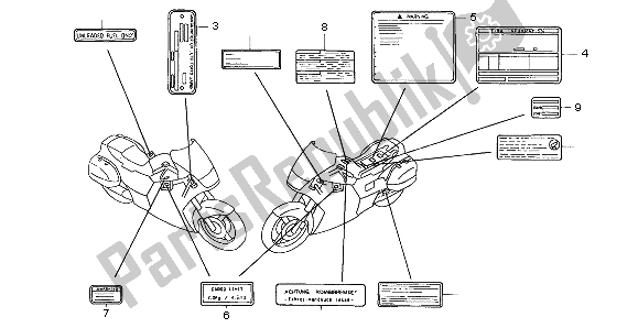 All parts for the Caution Label of the Honda ST 1100 1999
