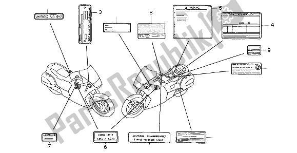 Wszystkie części do Etykieta Ostrzegawcza Honda ST 1100 1999