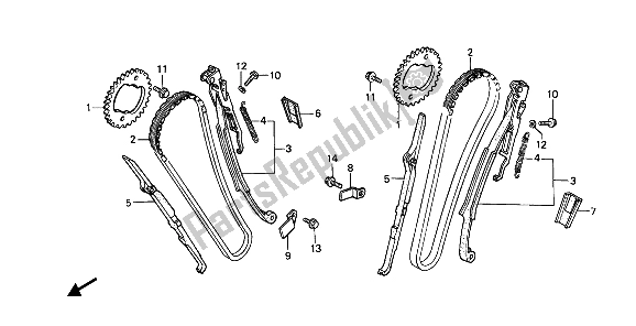 All parts for the Cam Chain & Tensioner of the Honda NTV 650 1988