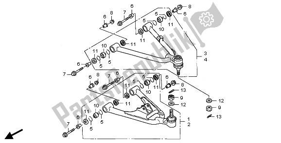 Tutte le parti per il Braccio Anteriore del Honda TRX 400 EX Sportrax 2008