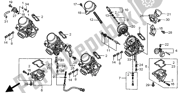 All parts for the (component Parts) of the Honda CB 600F Hornet 1999