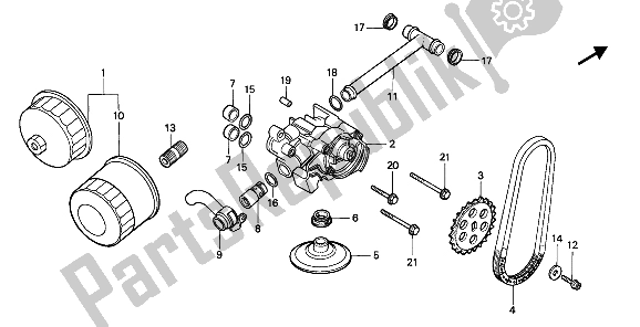 All parts for the Oil Filter & Oil Pump of the Honda NTV 650 1988