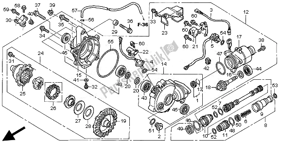 All parts for the Front Final Gear of the Honda TRX 680 FA Fourtrax Rincon 2010