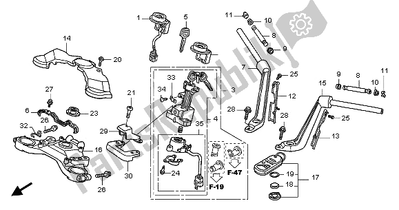 Todas las partes para Manejar Tubo Y Puente Superior de Honda GL 1800A 2003