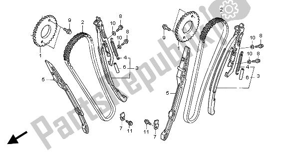 All parts for the Cam Chain & Tensioner of the Honda VTX 1300S 2004