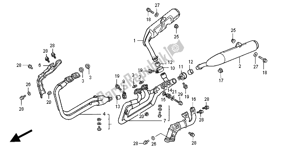 All parts for the Exhaust Muffler of the Honda ST 1100A 2000