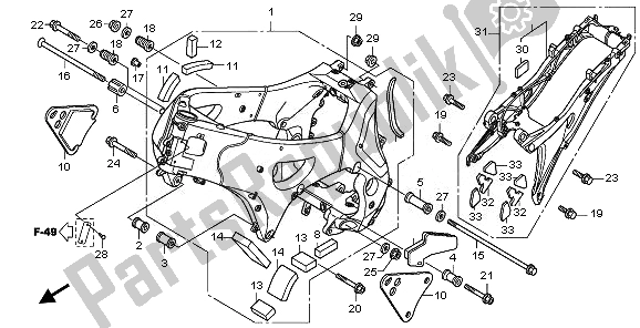 All parts for the Frame Body of the Honda VFR 1200 FDA 2010