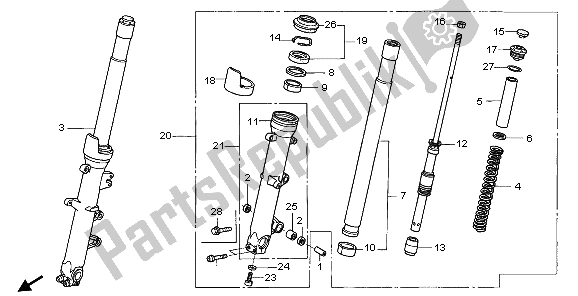 All parts for the Front Fork of the Honda ST 1300A 2007