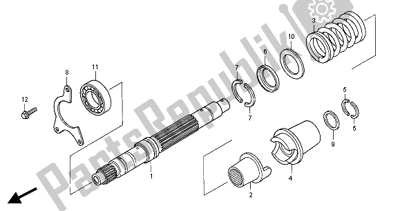 All parts for the Primary Shaft of the Honda ST 1100A 2000