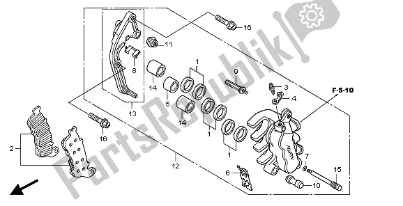 All parts for the Left Front Brake Caliper of the Honda CBF 1000 FSA 2010