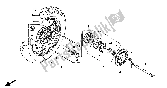 Todas las partes para Rueda Trasera de Honda VT 125C 2000