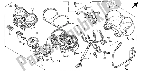 All parts for the Meter (mph) of the Honda CB 750F2 1995