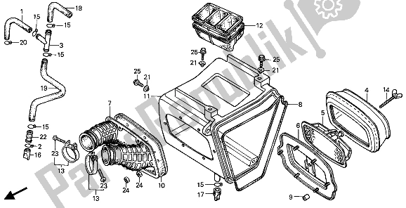 All parts for the Air Cleaner of the Honda XR 250R 1985