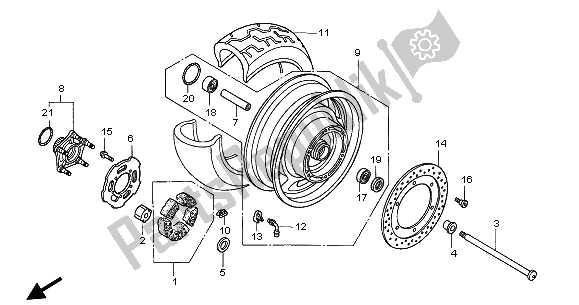 All parts for the Rear Wheel of the Honda GL 1500C 2002