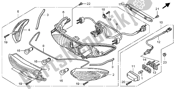 All parts for the Rear Combination Light of the Honda CBF 1000S 2009