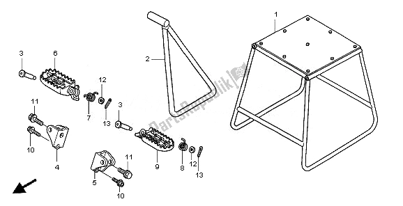 Alle onderdelen voor de Staan ??& Stap van de Honda CRF 250R 2010
